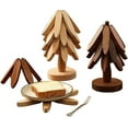 thumbnail image 5 of Minibee Natural Tree Trivet Set for Hot Dishes | 3-Piece Foldable Tree Trivet Set with a Stand | Great Christmas Gift, 5 of 9