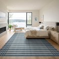 thumbnail image 3 of ODIKA 9'x12' Washable Area Rug Low Pile, Flatwoven, Navy Ivory Layering Striped Gingham Plaid Felpudo Front Door Welcome Boho Grid with Diamond for Great Room, Indoor Concept, Large Living, 3 of 7