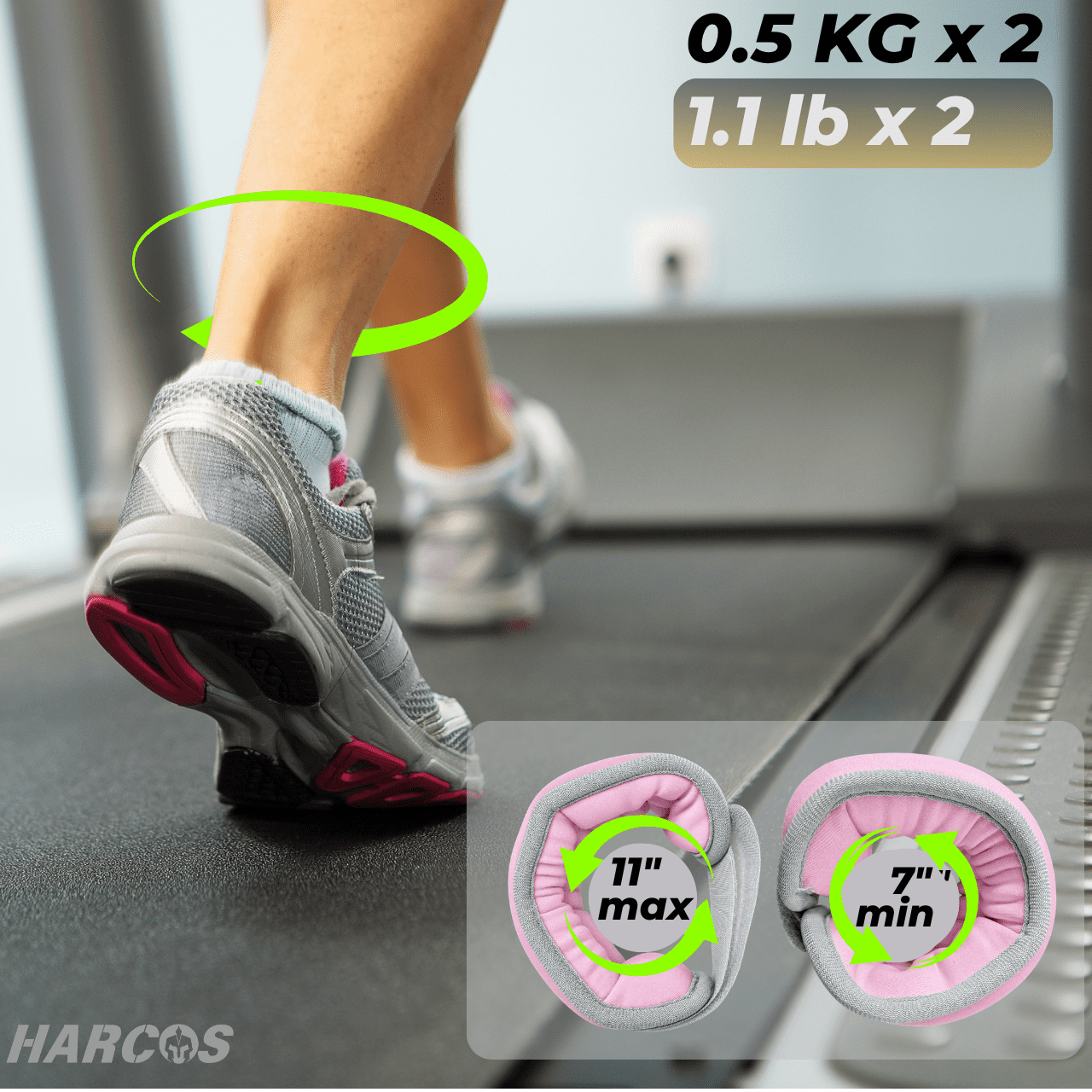 Harcos Adjustable Neoprene Ankle & Wrist Weights | Wearable Weights for Women & Men, Bala Bangles Alternative | Arm, Leg, Foot & R