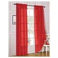 thumbnail image 2 of 2 Piece Sheer Voile Light Filtering Rod Pocket Window Curtain Panel Drape Set Available in a Variety of Sizes and Colors (54" X 63", Red), 2 of 2
