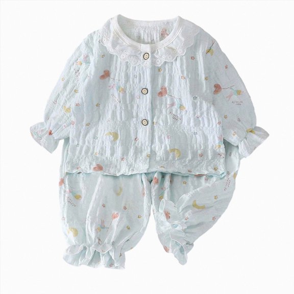 CAUYDY 10-12Y 13-14Y Teen Girl Pajamas Kid Outfits Fall Winter Long Sleeved Top Elastic Waist Pants 2 Piece Cute Set Children Girls Clothes Sizes 10-11 Years,Light Blue