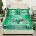 thumbnail image 3 of Crocodile Bed Sheets Set Green Sequin Fluid Art Sheet Set Twin,Crystal Diamond Sheets Nautical Sea Animal Bedding Set,Coastal Creature Ocean Decor, 3 of 7