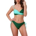 thumbnail image 1 of INSPIRAR CHIC Conjuntos de Bikini de Color Contrastante con Cruce Frontal para Mujeres, 2 Piezas, Top con Tirantes, Parte Inferior de Triángulo Tied, Trajes de Baño Grande Verde, 1 of 5