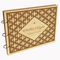 Darling Souvenir Personalized Engraved Laser Cut Wedding Guest Book Wooden Cover Sign-in Book Registry Guestbook Scrapbook-XA