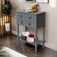 thumbnail image 3 of Entryway Table with Storage, Rustic Small Console Table w/ 3 Drawers & Open Bottom Shelf, Skinny Wood Console Table, Narrow Sofa Side Table for Living Room, Foyer, Entry Table, Vendee Gray, 3 of 6
