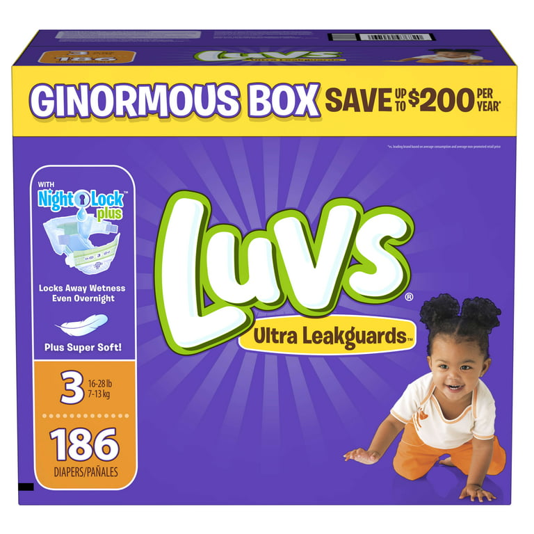Luvs Ultra Leakguards Diapers, Size 3, 120 Diapers 