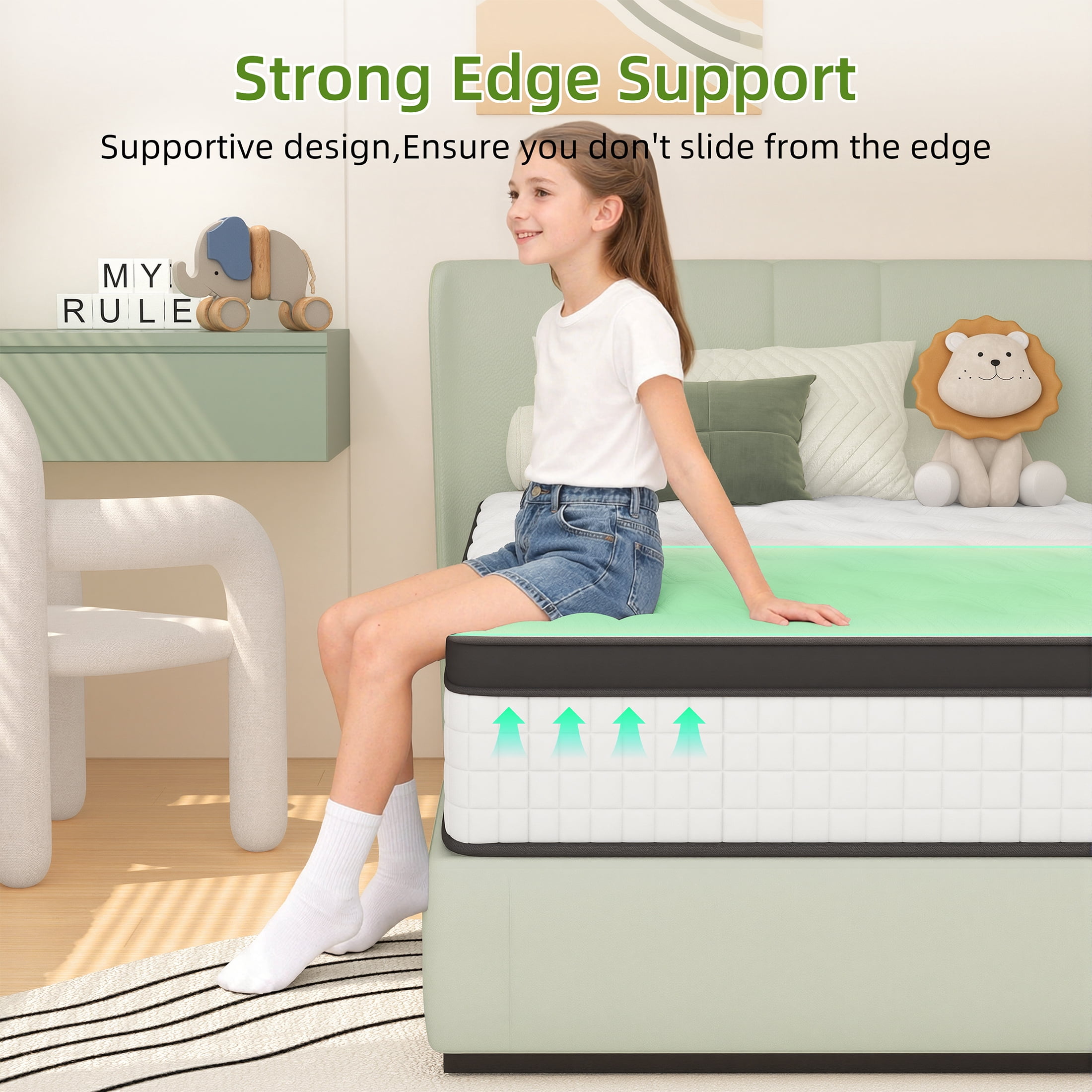 12 inch Twin Mattress, Sesslife Memory Foam Mattress in a Box, Cooling Gel Hybrid Mattress with Knitted Fabric, Twin Size Individual Pocket Spring Mattress, Medium Firm, CertiPUR-US, White/Black