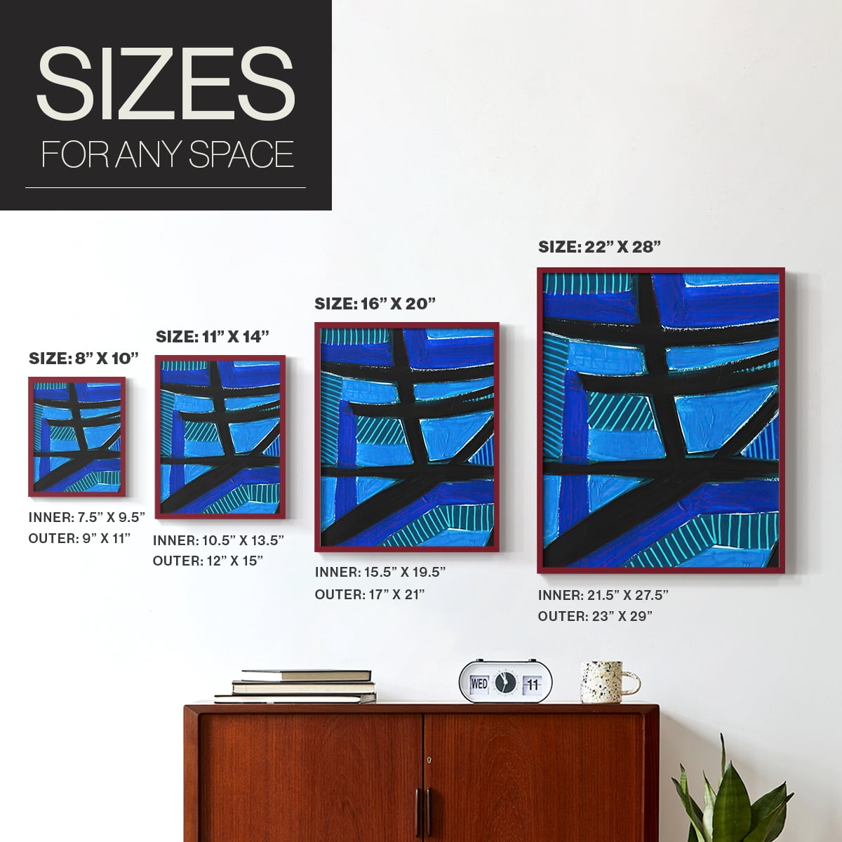 Involved Blues I Framed Print in Red Solid Wood Framed Print No Nail Hanging