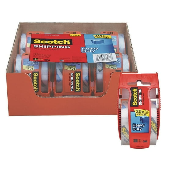 Scotch Heavy Duty Shipping Packing Tape with Dispenser, 1.88-inch W x 22 yds., Clear, 6/Pack 142-6