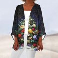 thumbnail image 2 of Women's Casual and Fashionable Christmas Printed Lightweight Mid-Length Jacket Cardigan, for Spring and Fall Wear,Navy,S, 2 of 7