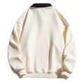 thumbnail image 5 of ZRGHAOYLQ Henley Sweatshirts for Men Lapel Collar Drop Shoulder Casual Long Sleeve Pullover Sweatshirt Tops Solid Color Button Up Shirt White L, 5 of 9