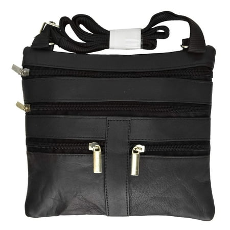 Soft Leather Cross Body Bag Purse Shoulder Bag 5 Pocket Organizer Micro HandbagTravel Wallet Multiple Colors HN907 (C)