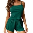 thumbnail image 2 of LIZUOJUN Pajamas For Women Set Camisole Tops 2 Piece Sleepwear Summer Shorts Solid Color Ribbed Knit Soft Stretchy Breathable Lightweight Loungewear Home Pajamas - XL, 2 of 5