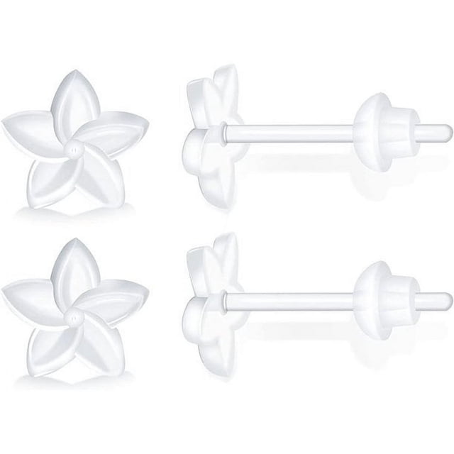 SUTENGDA 40pcs Clear Earrings for Sports Plastic Earrings For Sensitive Ears Clear Earrings Medical Grade Plastic Earrings for Surgery Plastic Post Invisible Earrings Hyperallergic Clear