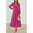 thumbnail image 4 of Vestido largo PRETTYGARDEN 2025 primavera manga larga con cuello en V para mujer, 4 of 8