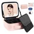 thumbnail image 1 of Cosmetiquera para Maquillaje, Estuche de Maquillaje con Espejo LED Desmontable, Puff para Polvo,Neceser Pequeño de Maquillaje,Juego de Brochas de Maquillaje,Cosmetiquera de Viaje, Bolso Portátil, 1 of 7