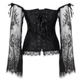 thumbnail image 3 of Stay Corset Tops for Women with Sleeves Renaissance Corset Plus Size L Black, 3 of 6