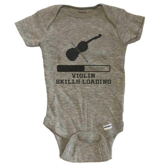 Violin Skills Loading Funny Musician Humor Baby Bodysuit - Grey