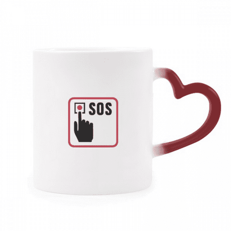 

Fire Alarm Call Button Art Deco Fashion Heat Sensitive Mug Red Color Changing Stoneware Cup