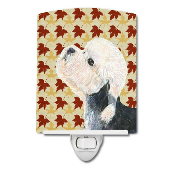Caroline's Treasures SS4353CNL Dandie Dinmont Terrier Fall Leaves Portrait Ceramic Night Light, 6x4x3", multicolor