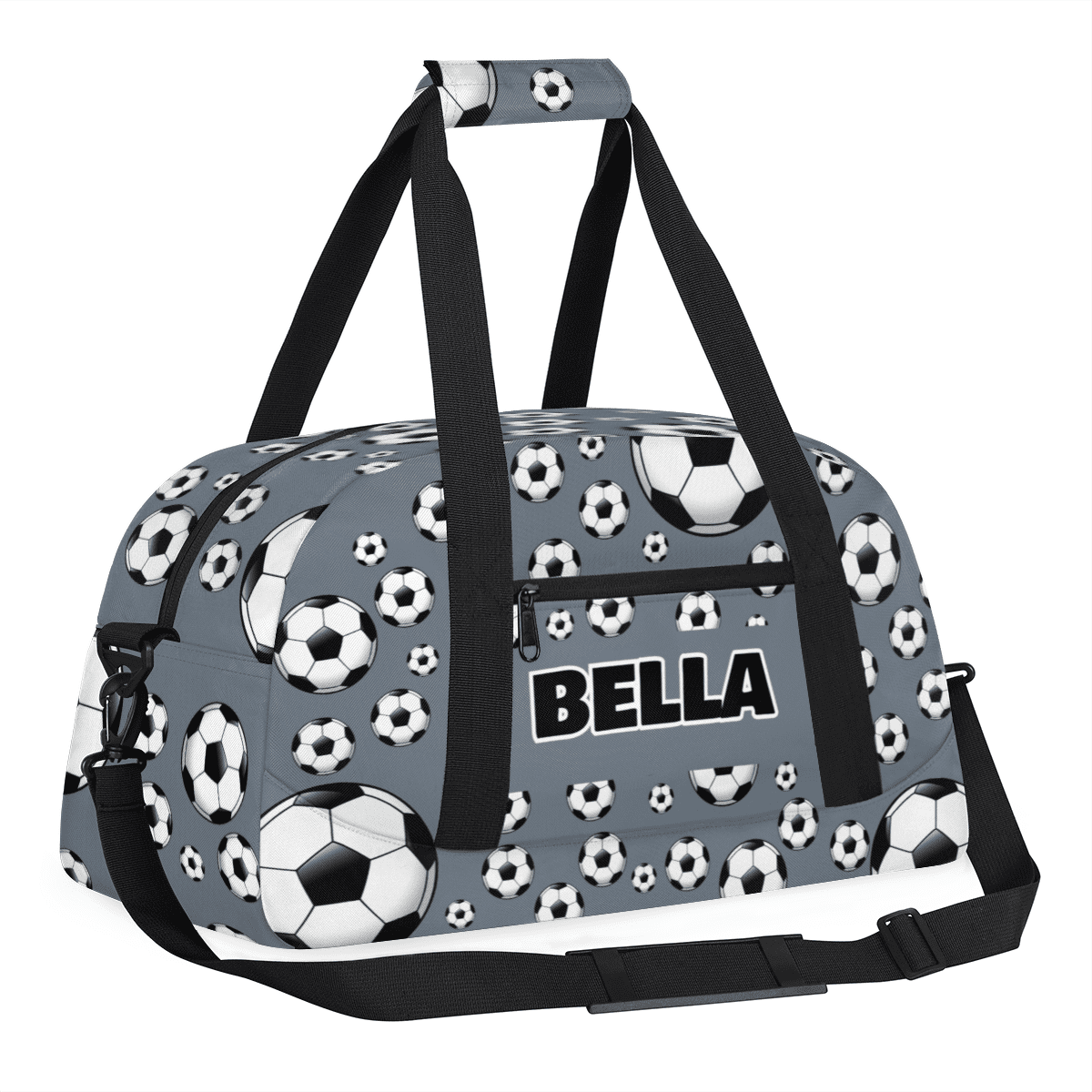 Herdesigns Personalized Soccer Gym Bag Sport Duffel Bag With Name, Custom Sport Bags Weekender Overnight Bags Carry On Weekender Bag Travel Bags, Gray