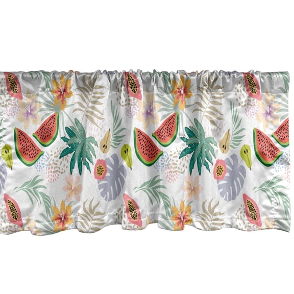 Ambesonne Tropical Window Valance, Retro Watermelon Papaya, 54" X 12", Multicolor