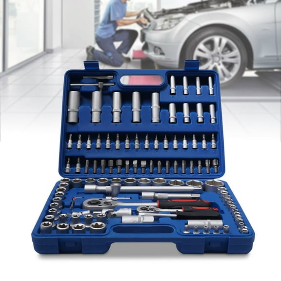 108Pcs Ratchet Wrench Mechanics Tools Kit Metric 1/4 And 1/2 Drive Socket Set