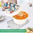 thumbnail image 3 of Yayeee Pot Holders Kitchen Heat Resistant with Pocket 7"x9.8" Cotton Oven Cooking Hot Pads, Blue Geometric, 3 of 7