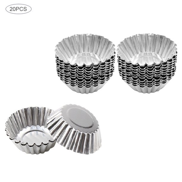 PIX-LINK 100 piezas molde de tarta de huevo acero inoxidable reutilizable para galletas y pasteles Plata 100