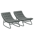 thumbnail image 1 of Outsunny Outdoor Rocking Chair Set w/ Cushion, Mesh Patio Chair, Dark Grey, 1 of 10