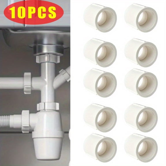 10pcs 0.5Inch female to female thread PVC Pipe Fittings adapter Coupling Coupler Connector White (1/2")