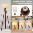 thumbnail image 2 of BTP Wood Tripod Floor Lamp for Living Room, 3 Color Temparature Bulb Included, Mid Century Modern Wooden Floor lamp with Linen Shade for Bedroom, Office, ETL Listed Walnut Wood Color, 2 of 14