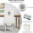 thumbnail image 6 of Set of 4 Velvet Dining Chairs with Tufted Buttons, Lion Head Pull Ring, and Stainless Steel Legs, Ergonomic Wingback Kitchen Chairs for Living Room and Hotel, Beige, 6 of 7