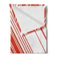 thumbnail image 2 of Candy Cane Soft Flannel Fleece Throw Blanket, Diagonal Barcode Patterned Lines on White Background Abstract Geometric Design, Cozy Plush for Indoor and Outdoor Use, 50" x 70", Red White, by Ambesonne, 2 of 5