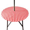 thumbnail image 1 of Shiyou-Nappe Ronde Ajustée avec Fermeture Éclair et Trou pour Parasol, Nappe en PVC pour Fête, Pique-Nique et Patio 45-56 Pouces, à Carreaux Rouges et Blancs, 1 of 4