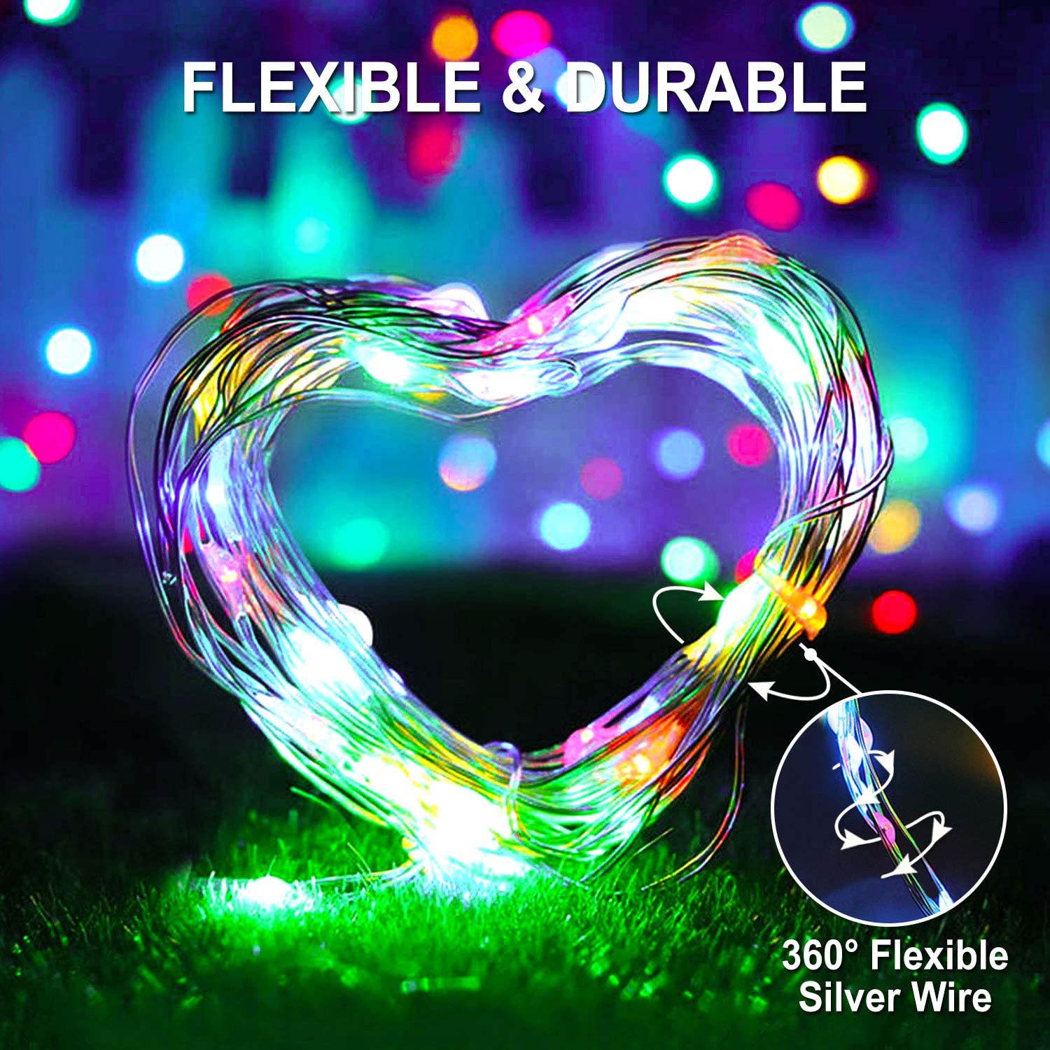 LED Solar String Lights Rope Light Strip Fairy Lights Outdoor Waterproof 8 Modes Garden Xmas Party Lam Decorative Lighting for Patio Garden Yard Party Wedding - image 3 of 9