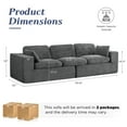 thumbnail image 3 of YODOLLA 110" Oversized Boneless Couch for Living Room,Cloud Sectional Sofa with Fluffy Corduroy Seat Cushions, 3 Seater Upholstered Floor Sofa, No Assembly Required, Grey, 3 of 10