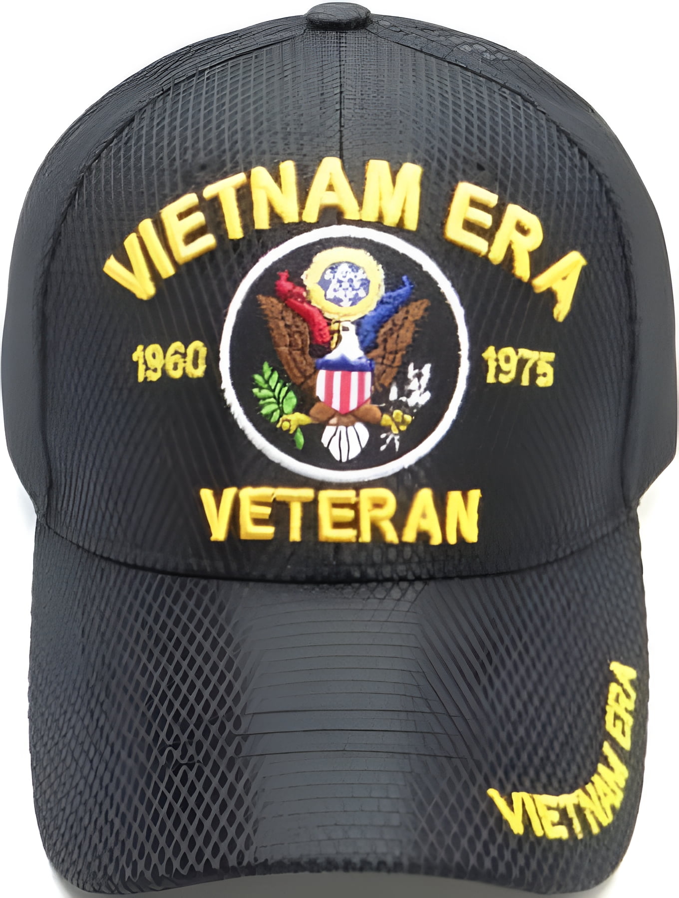 Vietnam ERA Veteran Hat Emboridered Military Black Baseball Cap Mens Womens 1960-1975 Army Air Force Navy Marine Vet