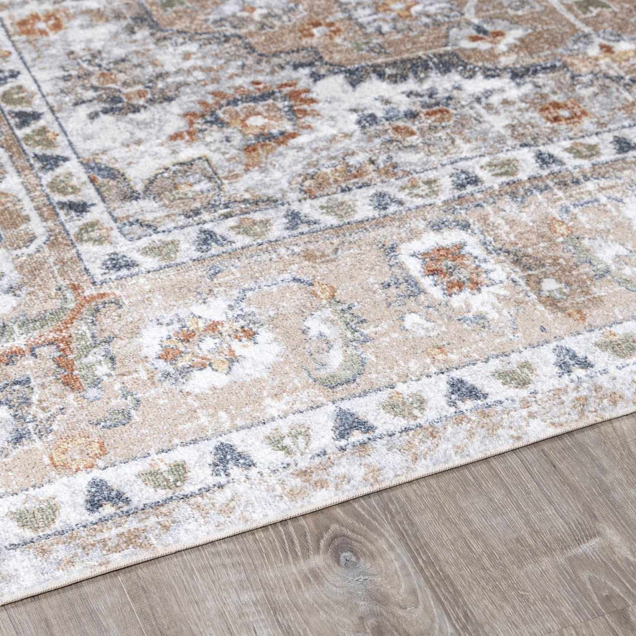 Hauteloom Hiti Living Room, Bedroom Machine Washable Area Rug - Traditional Oriental Medallion Carpet - Brown, Black, Cream - 7'10" x 10'