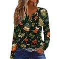 thumbnail image 3 of Mfakffe Christmas Womens T Shirts Long Sleeve V Neck Tops Comfortable Christmas Graphic Shirt Lightweight Pullover Tee, 3 of 5