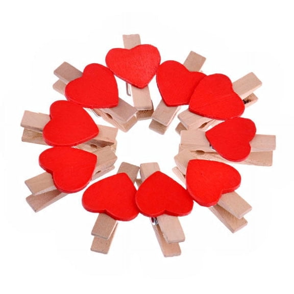 Raindrops  Mini Heart Style Wood Clip - 10 Pcs/set Clips Hair Valentine