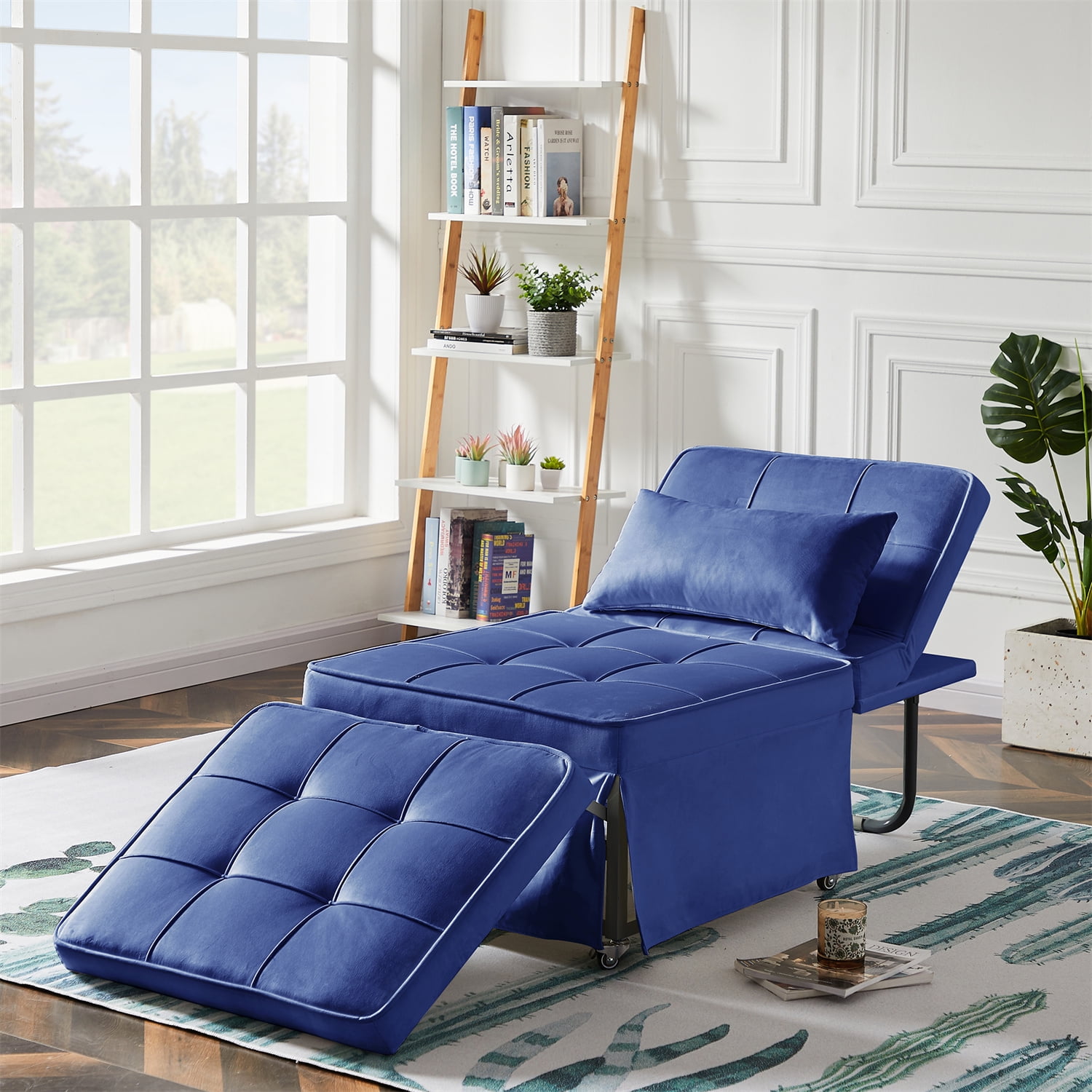 Folding Sleeper Chair, Convertible Velvet Sleeper Sofa Bed with