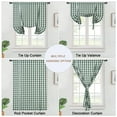 thumbnail image 6 of EastVita Tie Up Curtains for Windows, Buffalo Check Plaid Gingham Curtains Rod Pocket Adjustable Tie Up Shades for Kitchen Windows Cafe Curtains, Green, 42x63 Inches, 6 of 6