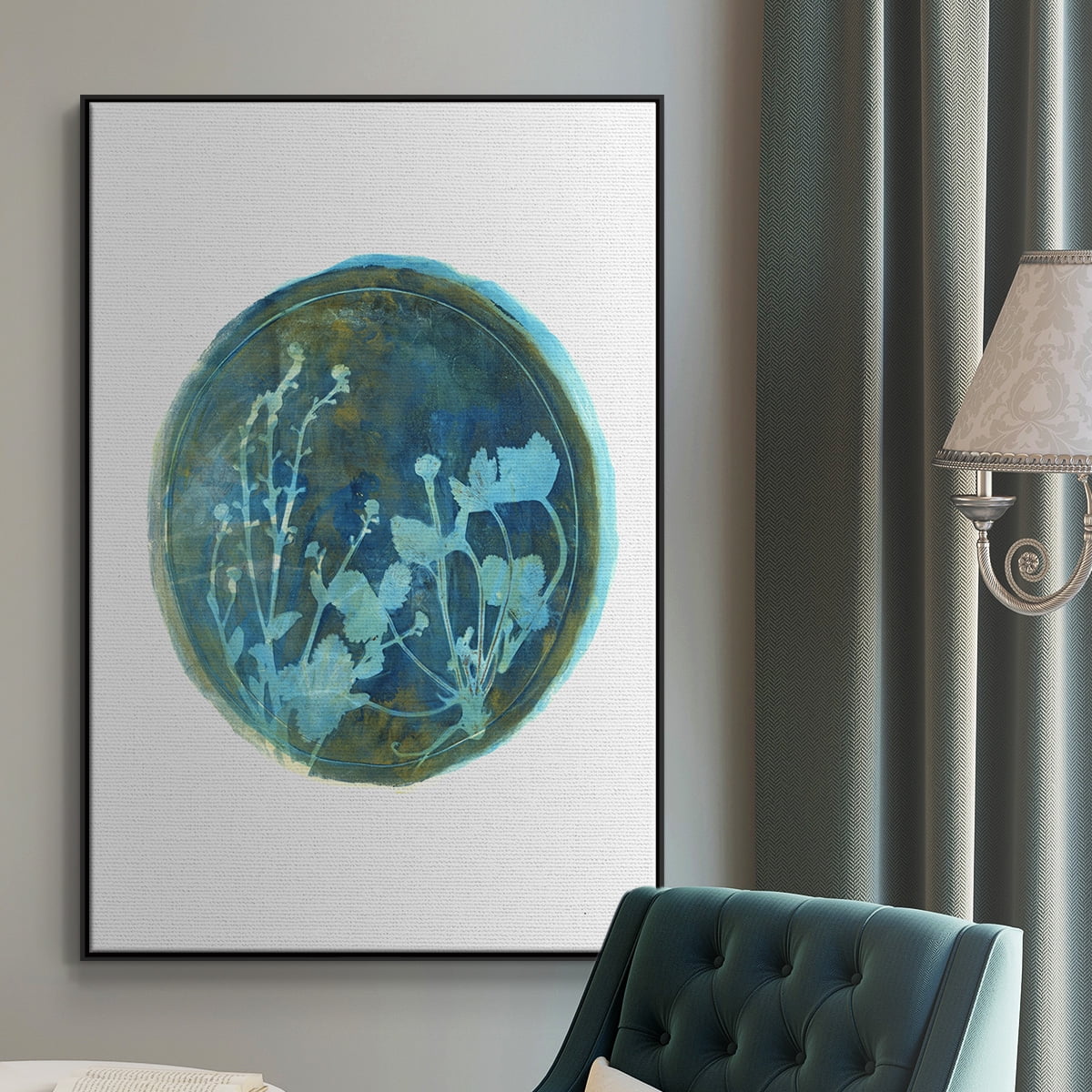 Strawberries and Forg I Framed Premium Gallery Wrapped Canvas - Ready to Hang - 27 x 41 - Black Floating Frame