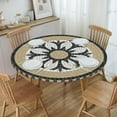 thumbnail image 4 of Round Table Cloth Mosaic Mandala Tablecloth Elastic Edge Fitted Table Cover Fits Tables Up to 45"-50" Diameter, 4 of 4