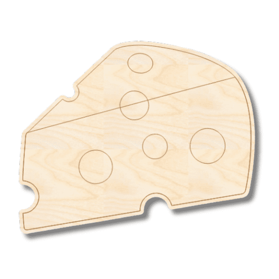 Unfinished Wood Etched Cheese Shape | Paint By Line Crafts 10" / 1/8"