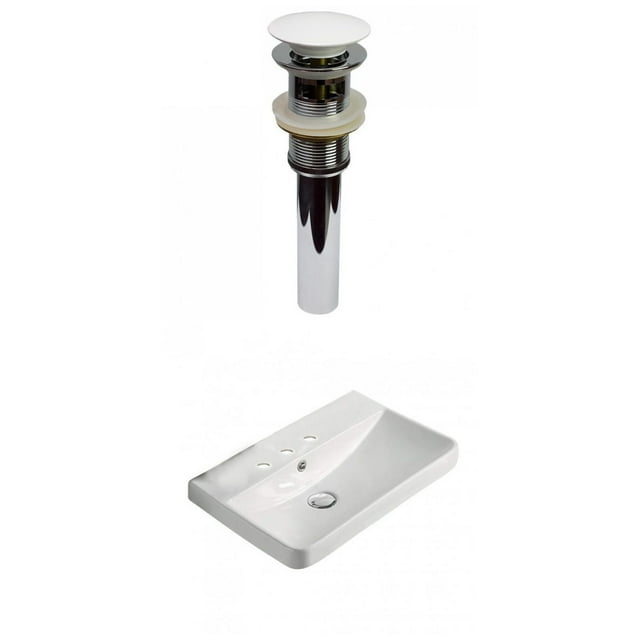 American Imaginations 19.88-in. W 3H8-in. Ceramic Top Set In White Color - Overflow Drain Incl. AI-30740