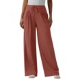 thumbnail image 3 of Women's High Waisted Wide Leg Pants Casual Pleated Palazzo Trousers Loose Fit Straight Leg Lounge Pants with Drawstring and Pockets, 3 of 6