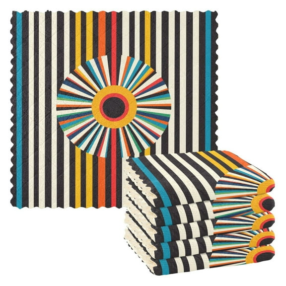 Yayeee 6 Pack Kitchen Dish Cloths for Washing Dishes Soft Absorbent Microfiber Towels, Geometric Stripes