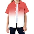 thumbnail image 4 of WOYY Little Boys Gradient Beach Shirt Loose Short Sleeve Button Down Shirt, Sizes 3-13, 4 of 4